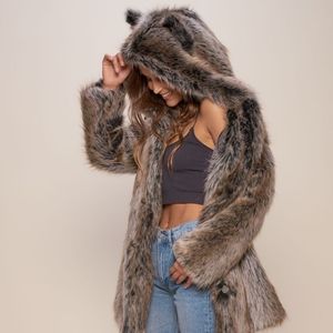 Classic Grey FAUX Fur Wolf Jacket
